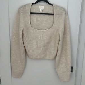 H&M square heart neckline sweater knit top
